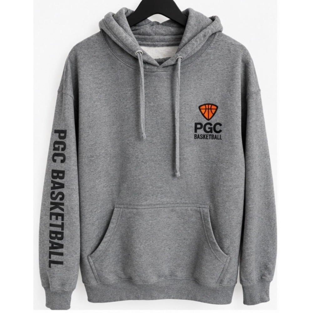 PGC Basketball Hoodie Mens XL Gray Pullover Sweatshirt Graphic Sleeve Logo